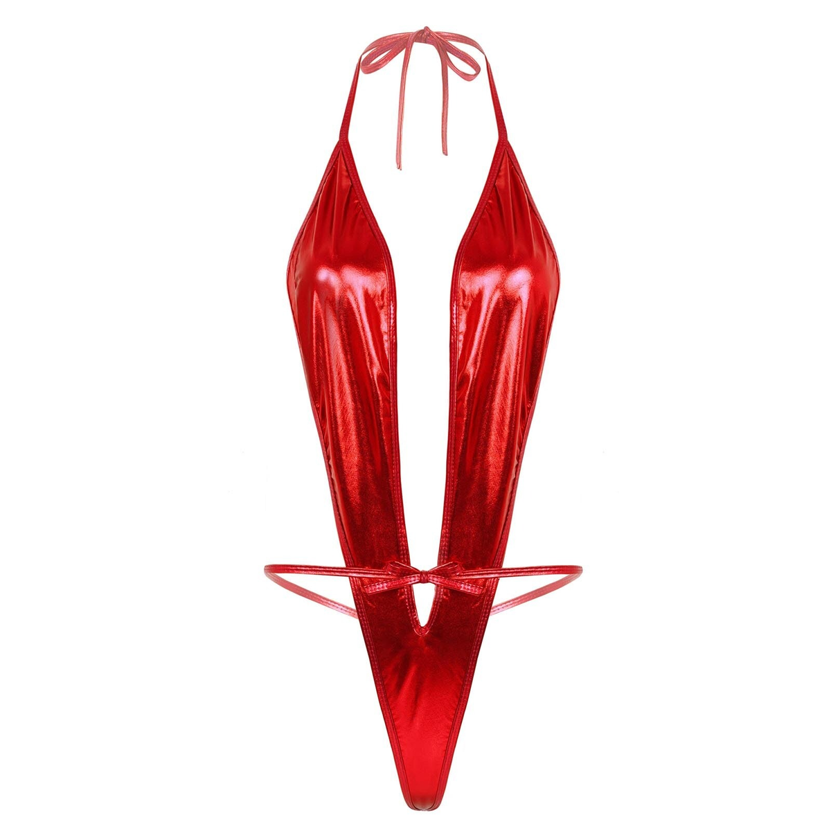 Adult Shiny Female Bodysuits / Sexy Wet Look Lingerie with Lace-up - EVE's SECRETS