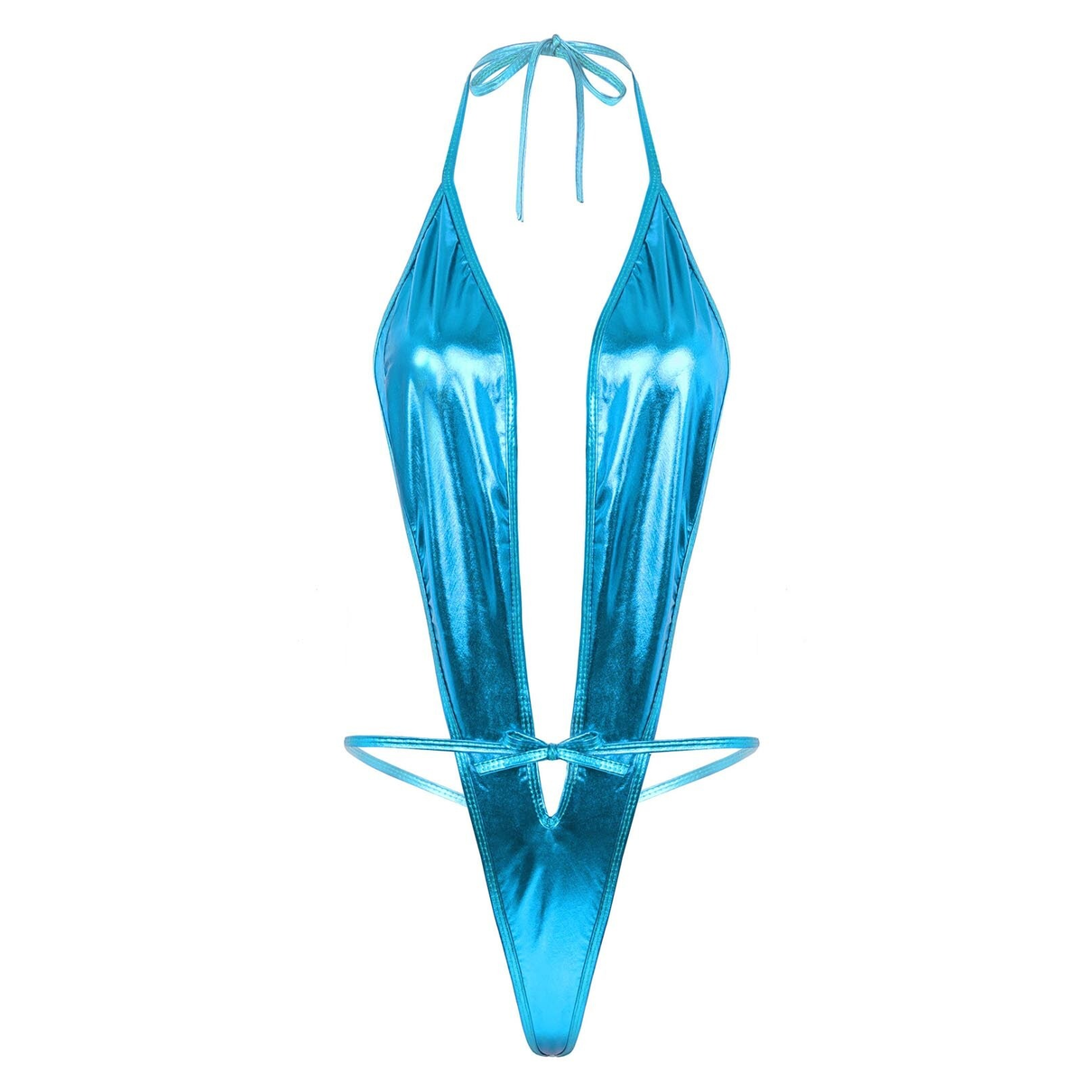 Adult Shiny Female Bodysuits / Sexy Wet Look Lingerie with Lace-up - EVE's SECRETS
