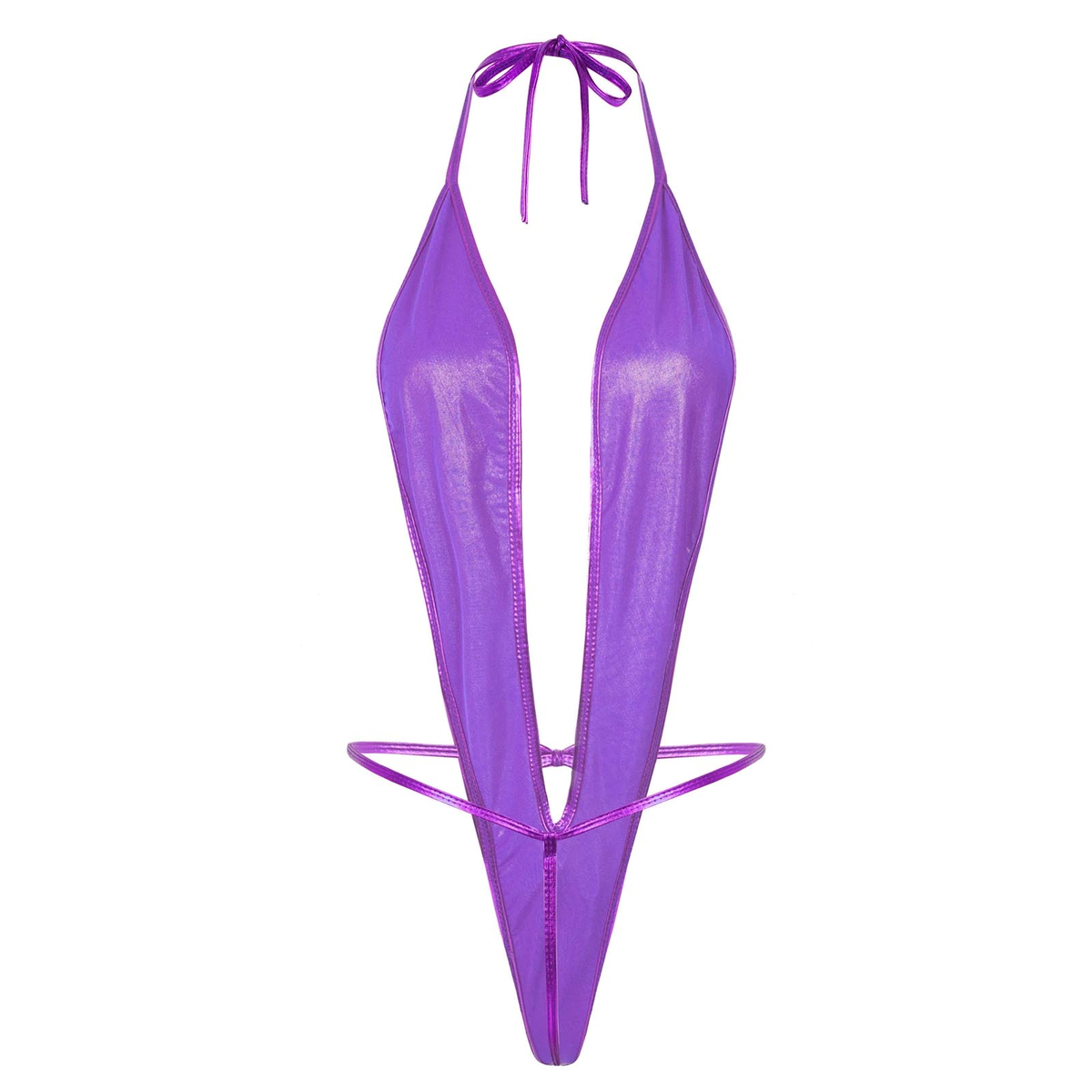 Adult Shiny Female Bodysuits / Sexy Wet Look Lingerie with Lace-up - EVE's SECRETS