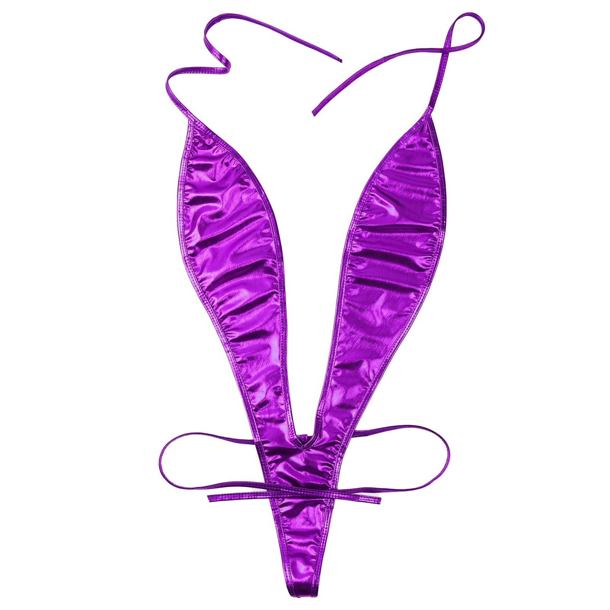 Adult Shiny Female Bodysuits / Sexy Wet Look Lingerie with Lace-up - EVE's SECRETS