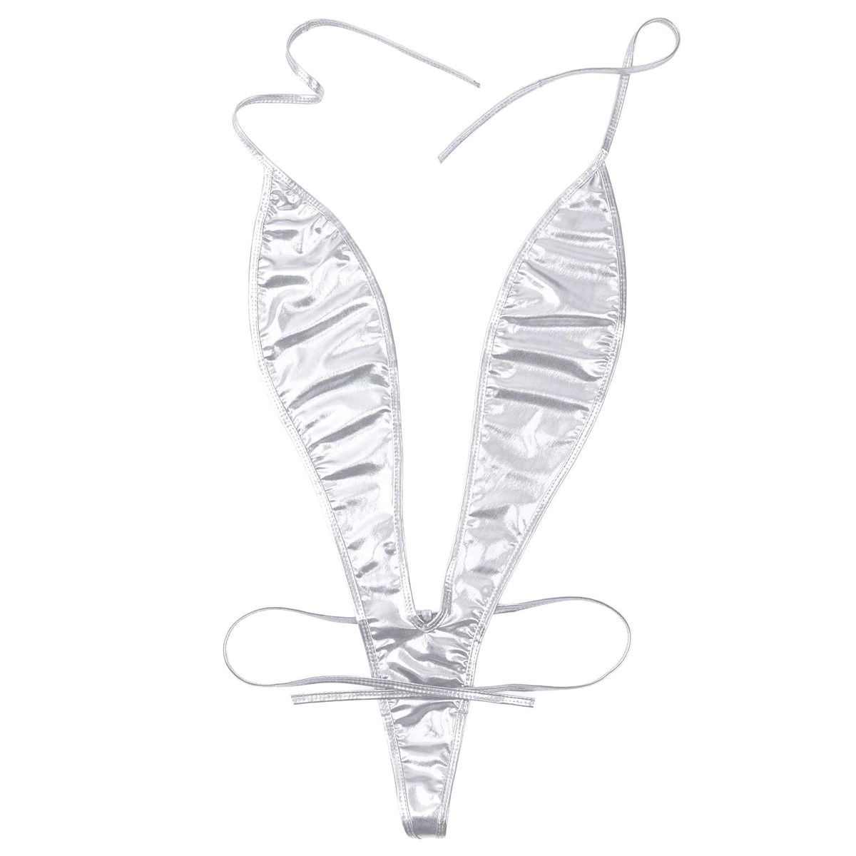 Adult Shiny Female Bodysuits / Sexy Wet Look Lingerie with Lace-up - EVE's SECRETS