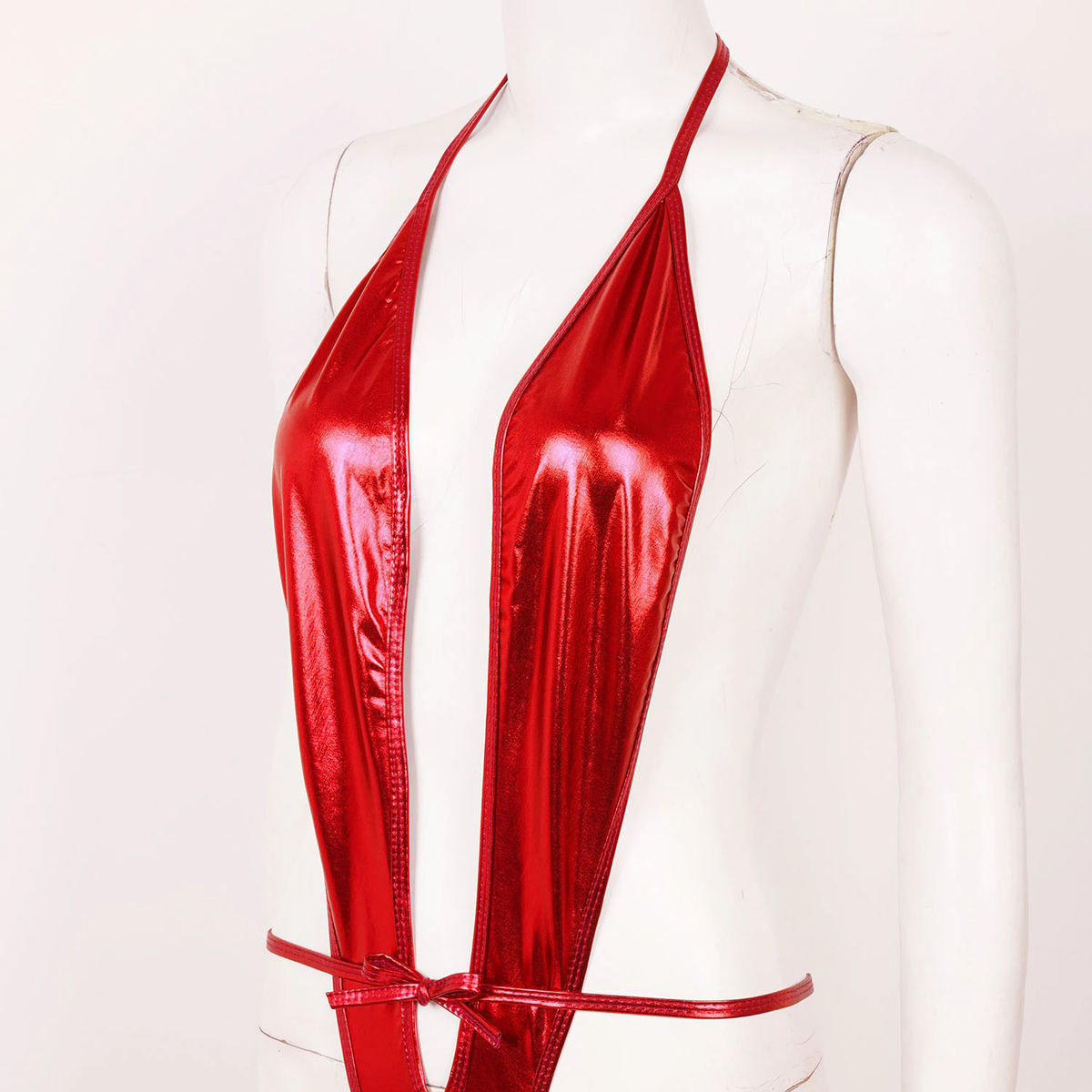 Adult Shiny Female Bodysuits / Sexy Wet Look Lingerie with Lace-up - EVE's SECRETS
