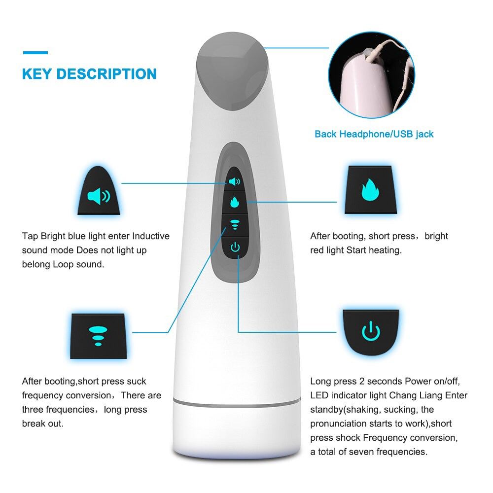 Air Sucking Male Masturbation Cup / Automatic Vibration Blowjob Toy with Heating Function - EVE's SECRETS