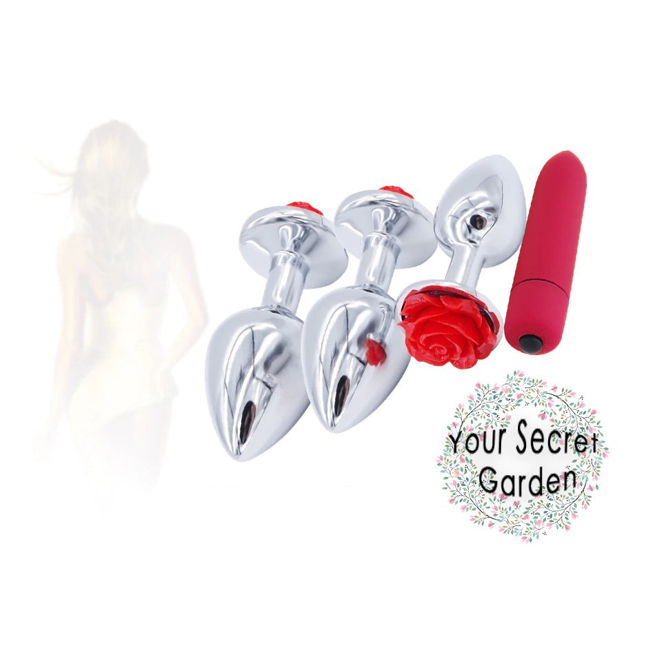 Anal Plug Massager / Vagina Ball Rose Flower Stainless Steel Butt Plug / Backyard Beads Sex Toy - EVE's SECRETS