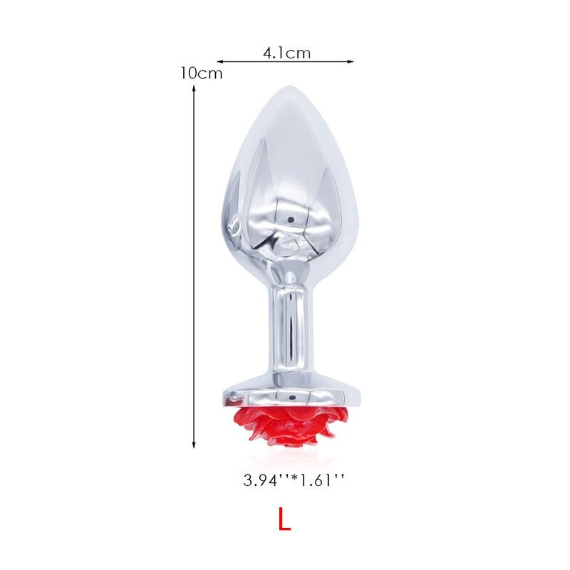 Anal Plug Massager / Vagina Ball Rose Flower Stainless Steel Butt Plug / Backyard Beads Sex Toy - EVE's SECRETS