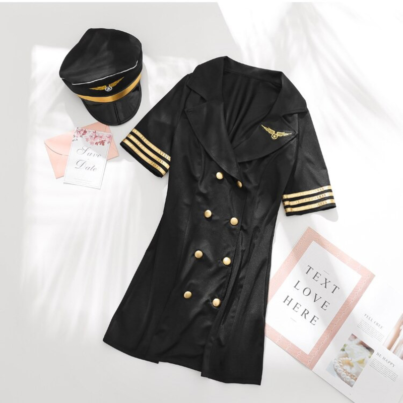 Army Officer Uniform Women Cosplay / Sexy Outfit Air Hostess Dress / Erotic Role Play Suit - EVE's SECRETS