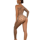 Asymmetrical Women's Bodystocking / Sexy Female Lingerie / Erotic Leopard Clothing - EVE's SECRETS