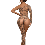 Asymmetrical Women's Bodystocking / Sexy Female Lingerie / Erotic Leopard Clothing - EVE's SECRETS