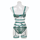 Bandage Transparent Erotic Underwear of 3 Piece / Women's Intimate Set of Bra, Briefs & Garters - EVE's SECRETS