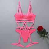 Bandage Transparent Erotic Underwear of 3 Piece / Women's Intimate Set of Bra, Briefs & Garters - EVE's SECRETS