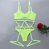 Bandage Transparent Erotic Underwear of 3 Piece / Women's Intimate Set of Bra, Briefs & Garters - EVE's SECRETS