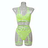 Bandage Transparent Erotic Underwear of 3 Piece / Women's Intimate Set of Bra, Briefs & Garters - EVE's SECRETS