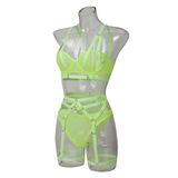 Bandage Transparent Erotic Underwear of 3 Piece / Women's Intimate Set of Bra, Briefs & Garters - EVE's SECRETS