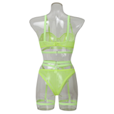 Bandage Transparent Erotic Underwear of 3 Piece / Women's Intimate Set of Bra, Briefs & Garters - EVE's SECRETS