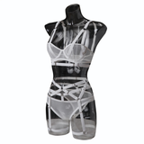 Bandage Transparent Erotic Underwear of 3 Piece / Women's Intimate Set of Bra, Briefs & Garters - EVE's SECRETS