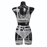 Bandage Transparent Erotic Underwear of 3 Piece / Women's Intimate Set of Bra, Briefs & Garters - EVE's SECRETS
