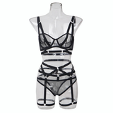 Bandage Transparent Erotic Underwear of 3 Piece / Women's Intimate Set of Bra, Briefs & Garters - EVE's SECRETS