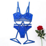Bandage Transparent Erotic Underwear of 3 Piece / Women's Intimate Set of Bra, Briefs & Garters - EVE's SECRETS