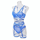 Bandage Transparent Erotic Underwear of 3 Piece / Women's Intimate Set of Bra, Briefs & Garters - EVE's SECRETS