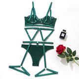 Bandage Transparent Erotic Underwear of 3 Piece / Women's Intimate Set of Bra, Briefs & Garters - EVE's SECRETS