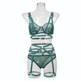 Bandage Transparent Erotic Underwear of 3 Piece / Women's Intimate Set of Bra, Briefs & Garters - EVE's SECRETS