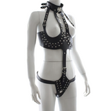 BDSM-Bondage-Frauengeschirr / Keuschheitsgürtel, Fetisch, offene Brust, erotisches Kleid
