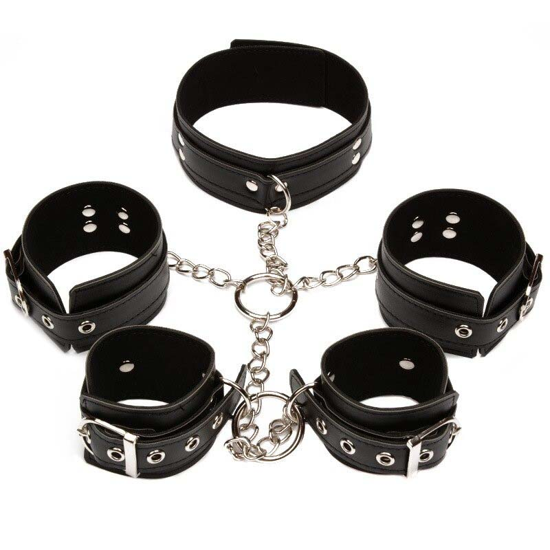 BDSM Bondage Restraints / Handcuffs & Collar with Chains / Sexy Accessories for Fetish Games - EVE's SECRETS