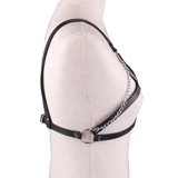 BDSM Leather Body Harness with Metal Chain / Women Bra Top Chest Chain Belt Accessory - EVE's SECRETS
