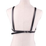 BDSM Leather Body Harness with Metal Chain / Women Bra Top Chest Chain Belt Accessory - EVE's SECRETS