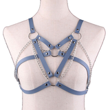 BDSM Leather Body Harness with Metal Chain / Women Bra Top Chest Chain Belt Accessory - EVE's SECRETS