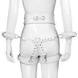 BDSM PU Leather Bondage Set / Handcuffs and Legcuffs with Center Connection and Belt - EVE's SECRETS