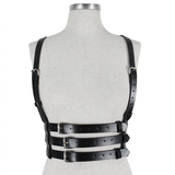Black and Red Bondage Harness Fashion / Faux Leather Crop Chest Straps / BDSM Bra Body Cage - EVE's SECRETS