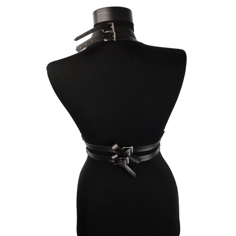 Black Bdsm Garter Belt for Women / PU Leather Body Harness / Fetish Ladies Body Suspenders - EVE's SECRETS