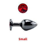 Black Gun Metal Round Red Crystal Huge Anal Plug / Prostate Massage for Men and Women - EVE's SECRETS
