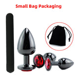 Black Gun Metal Round Red Crystal Huge Anal Plug / Prostate Massage for Men and Women - EVE's SECRETS