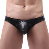 Mini slips en similicuir noir pour hommes / sous-vêtements sexy taille basse pour hommes