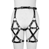 Black PU Leather Bondage BDSM Leg Garter / Women's Erotic Thigh Belts / Sexy Body Harness - EVE's SECRETS