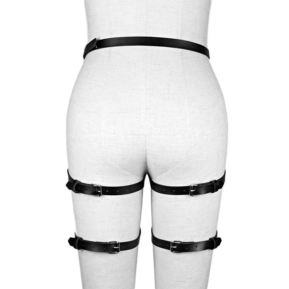 Black PU Leather Bondage BDSM Leg Garter / Women's Erotic Thigh Belts / Sexy Body Harness - EVE's SECRETS