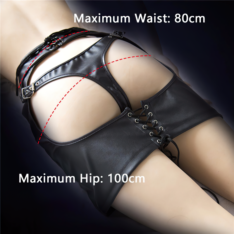 Black PU Leather Erotic Mini Dress / Sexy Women's Fetish Porn Skirt Bondage - EVE's SECRETS