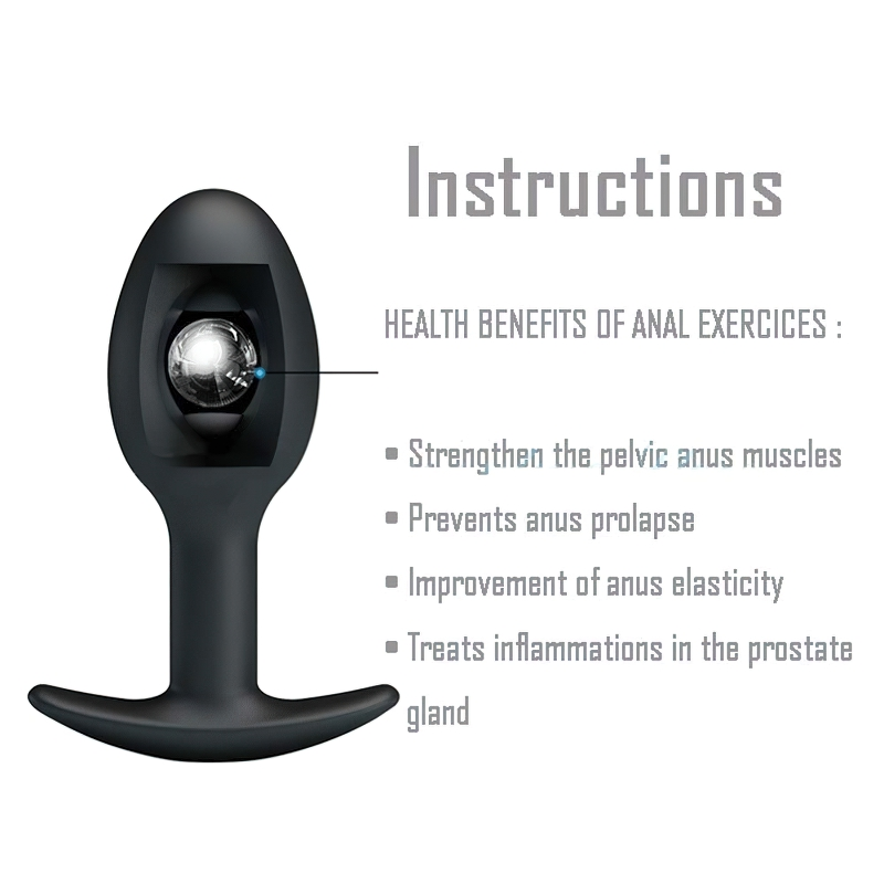 Black Silicone Anal Plug With Metal Ball Inside / Unisex Anus Masturbator / Anal Sex Toys - EVE's SECRETS