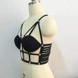Black Strappy Cage Bra Body Harness / Crop Tops Accessories in Gothic Fetish Style - EVE's SECRETS