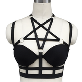 Black Strappy Cage Bra Body Harness / Crop Tops Accessories in Gothic Fetish Style