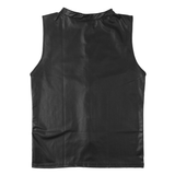 Black Wet Look Faux Leather Tank Top / Round Neck Zipper Vest / Men's Sexy Outfits - EVE's SECRETS