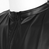 Black Wet Look Faux Leather Tank Top / Round Neck Zipper Vest / Men's Sexy Outfits - EVE's SECRETS
