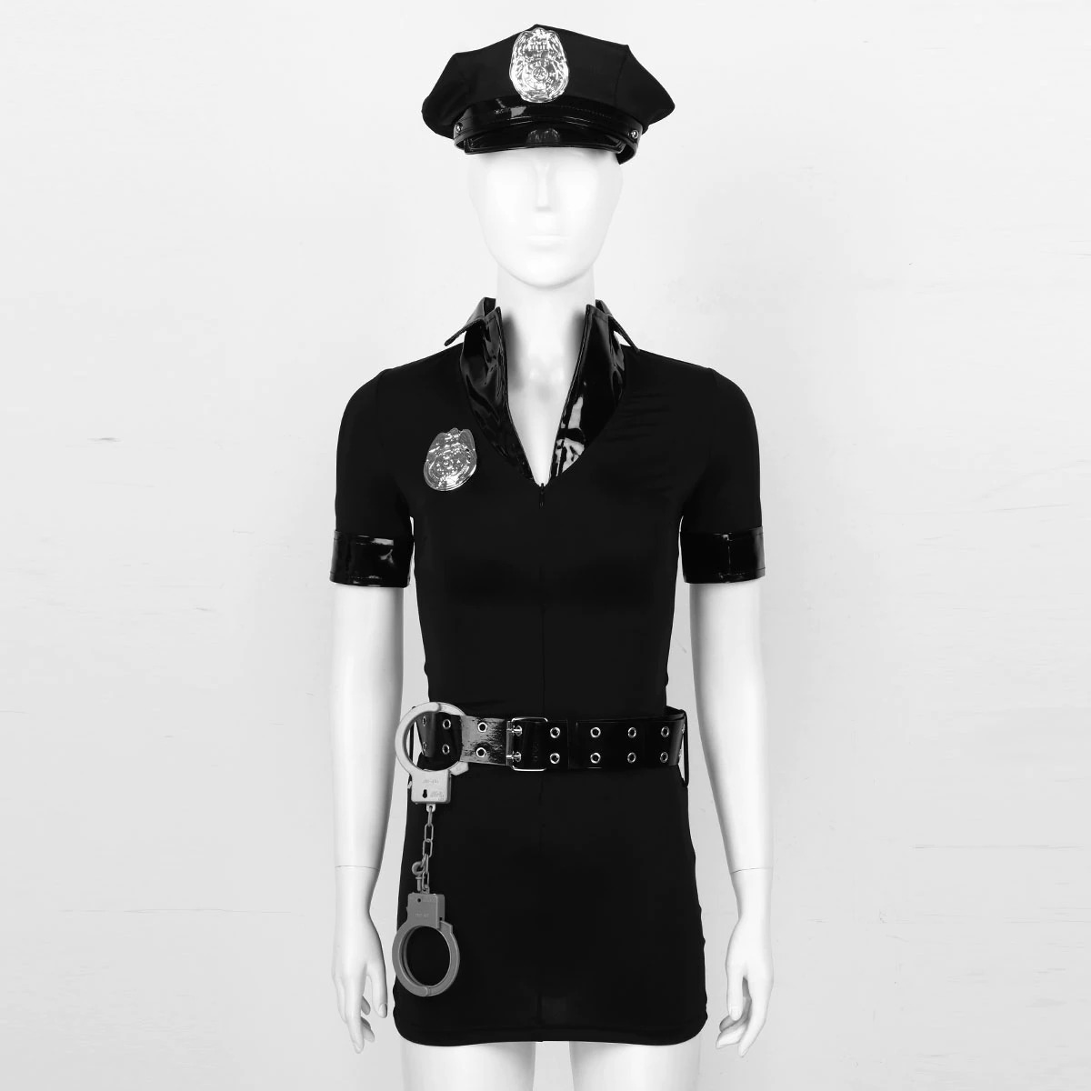 Bodycon Mini Dress Police Officer Cosplay Women Costume / Halloween Costume With Hat And Cuffs - EVE's SECRETS