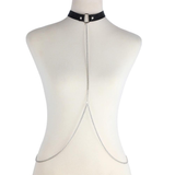 Chain Women Neck Harness / Faux Leather Body Harness with Long Chain Style Accessories - EVE's SECRETS