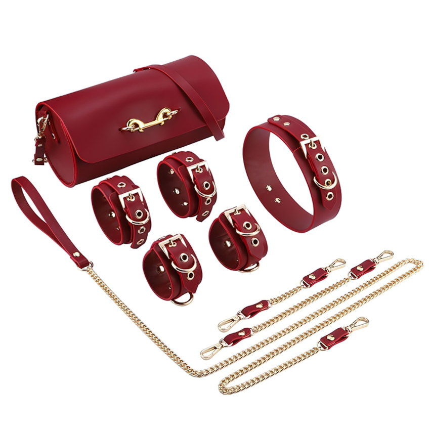 Cool BDSM Set With Bag / Erotic Toys For Adult Games / Unisex Genuine Leather 4 PC Kits - EVE's SECRETS