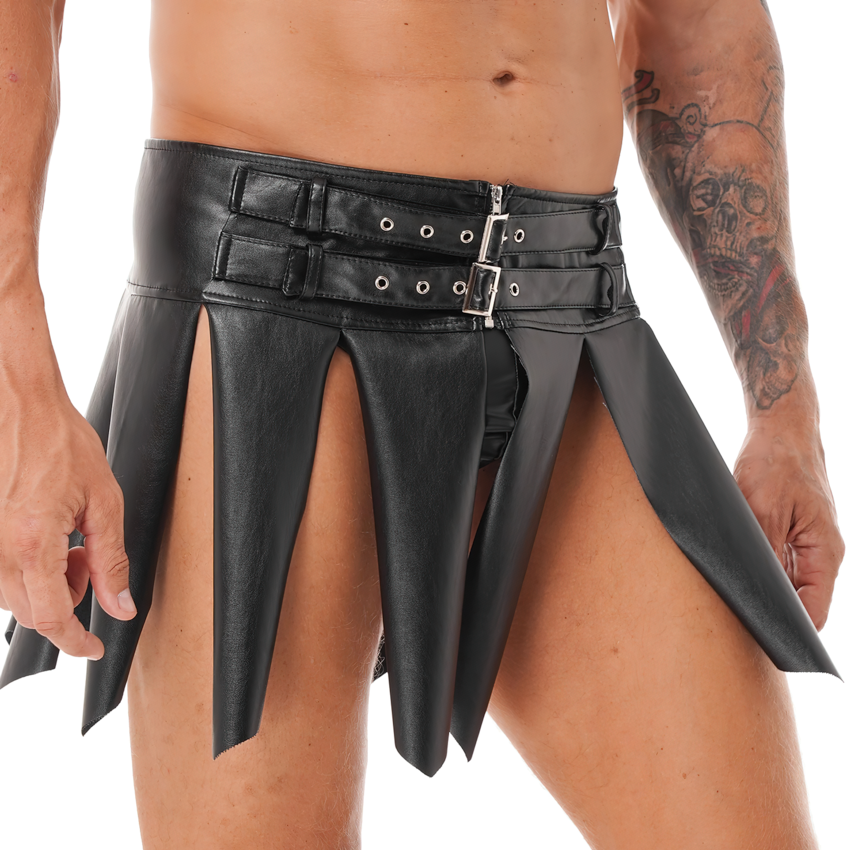 Cool Men's Gladiator Skirt With Buckles / Black Male Erotic Skirt For Sex And Rolle-Games - EVE's SECRETS