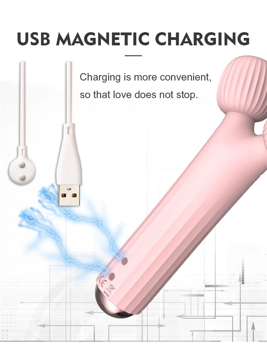 Cool Women's Wand Vibrator With Double Head / Female Clitoral Stimulator / Pink Erotic Massager - EVE's SECRETS