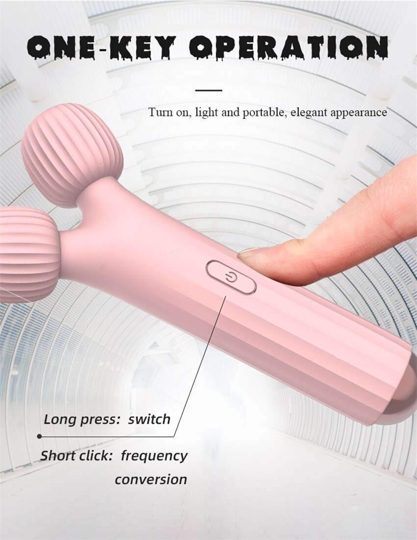 Cool Women's Wand Vibrator With Double Head / Female Clitoral Stimulator / Pink Erotic Massager - EVE's SECRETS